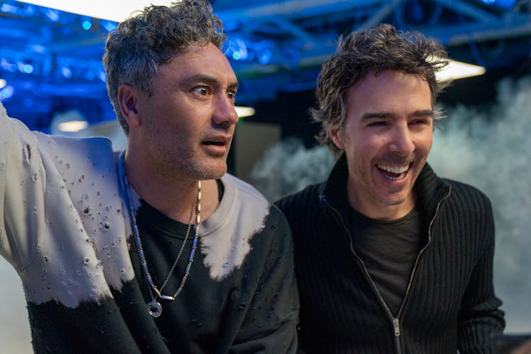 Director Shawn Levy with Taika Waititi, who plays an evil video game CEO. 