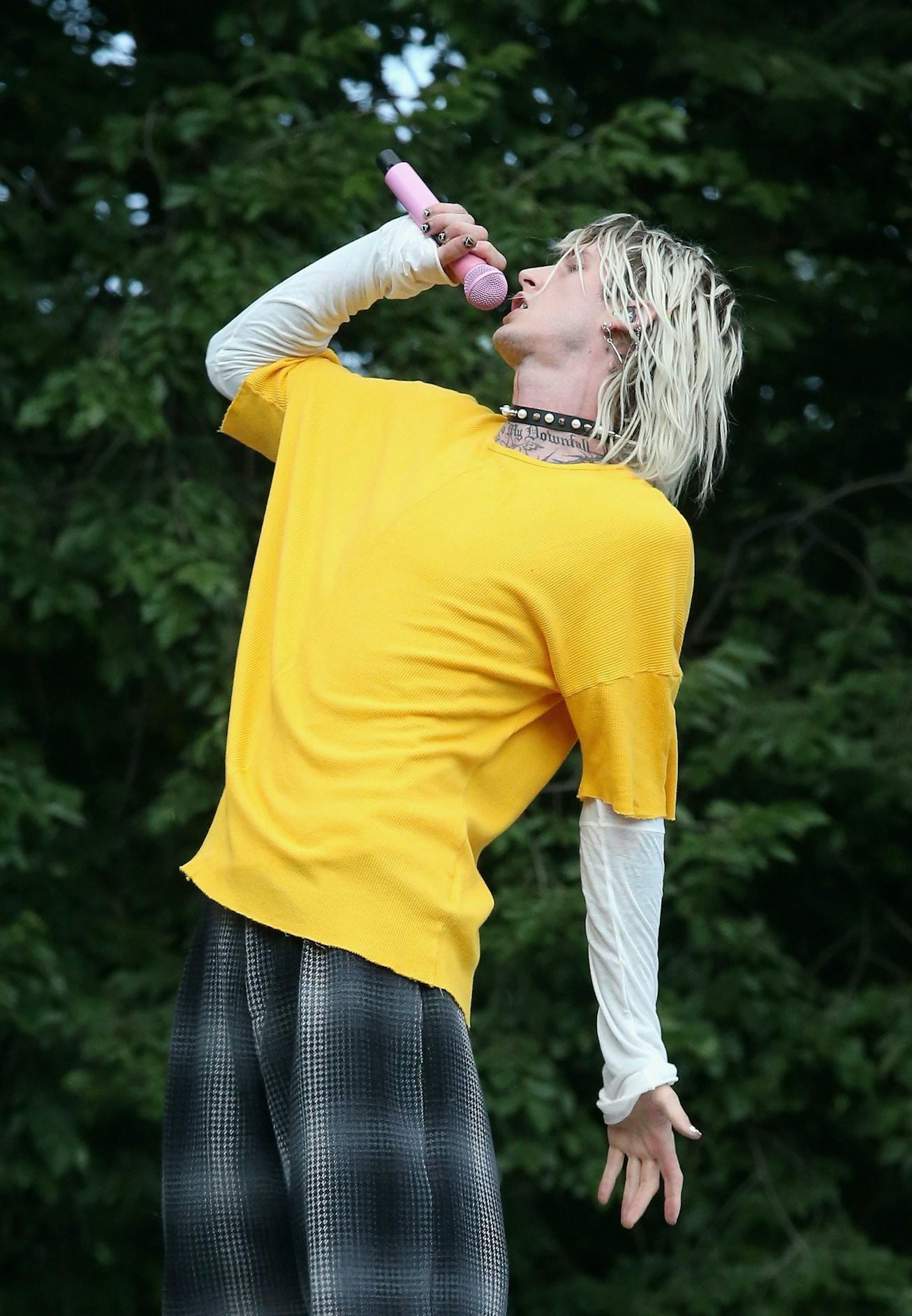 CHICAGO, IL - JULY 31:  Machine Gun Kelly performs a surprise set during day three of Lollapalooza a...