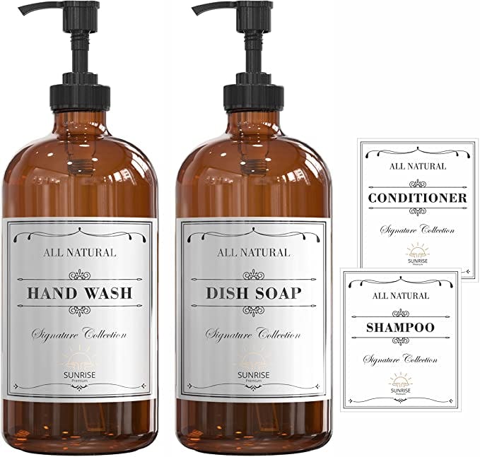 SUNRISE Glass Hand Dish Soap Dispenser (2-Pack)