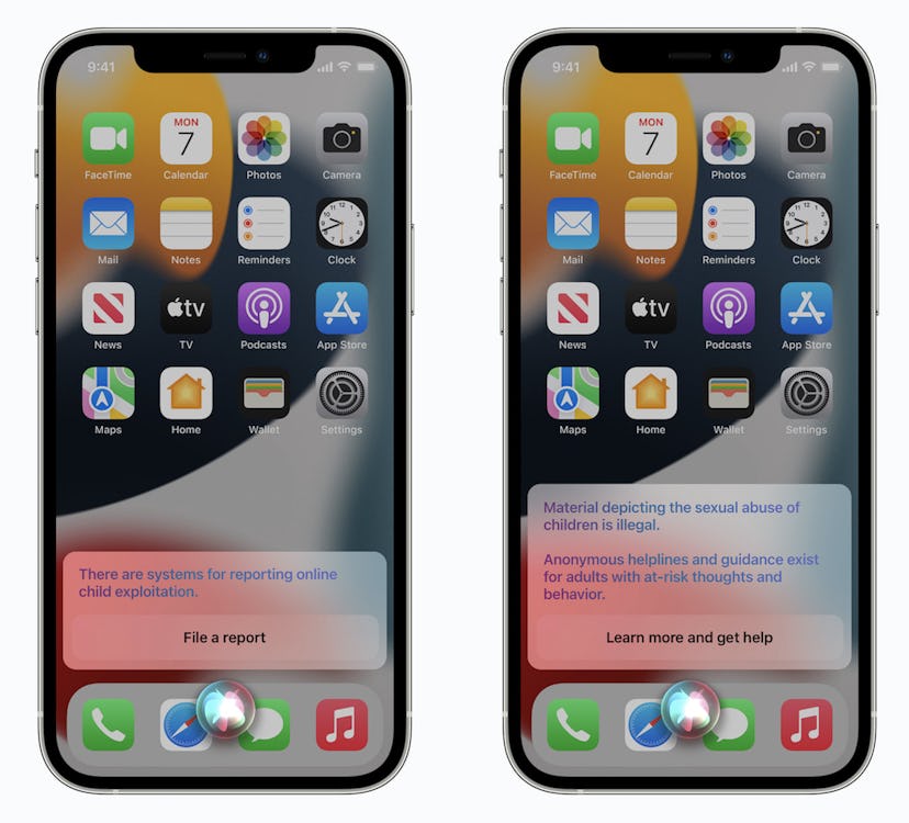 Side-by-side images of iPhone Home screens show how users will be given resources to help when they ...