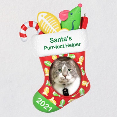 Santa's Purr-fect Helper 2021 Photo Frame Ornament