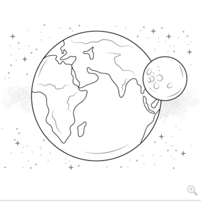 Earth & Moon Coloring Page 