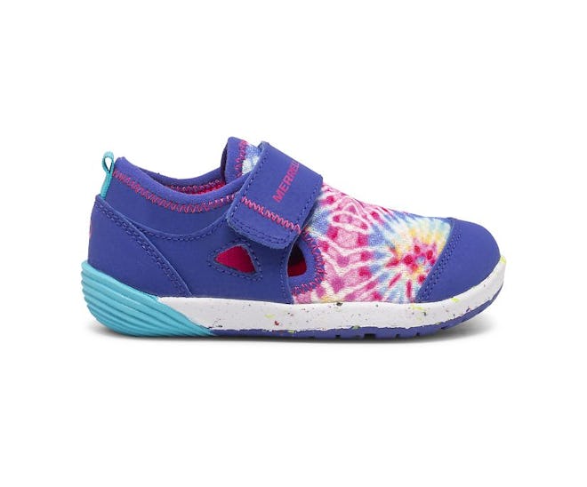toddler water shoe from Merrell, sneaker style with tie dye upper