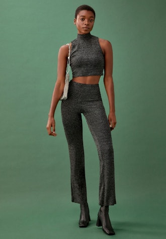 Reformation Griffith Two Piece in silver sparkle. 