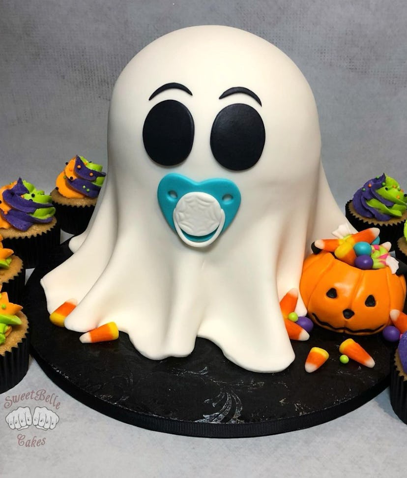 Cake, ghost with a pacifier. 