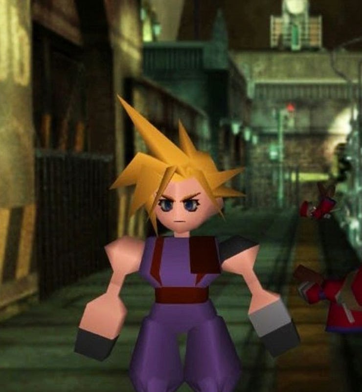 A screenshot from the original Final Fantasy 7 on PlayStation