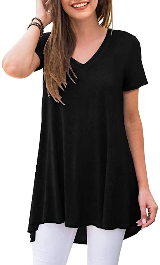 POPYOUNG V-Neck Short Sleeve Tunic 