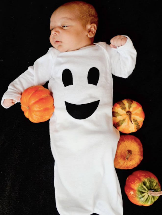 Baby dressed in a ghost gown