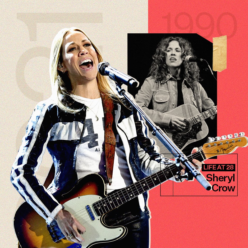 Sheryl Crow at 28 and today.