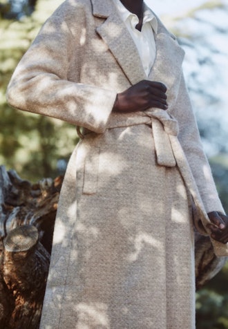 Reformation's Gooding Coat in camel. 
