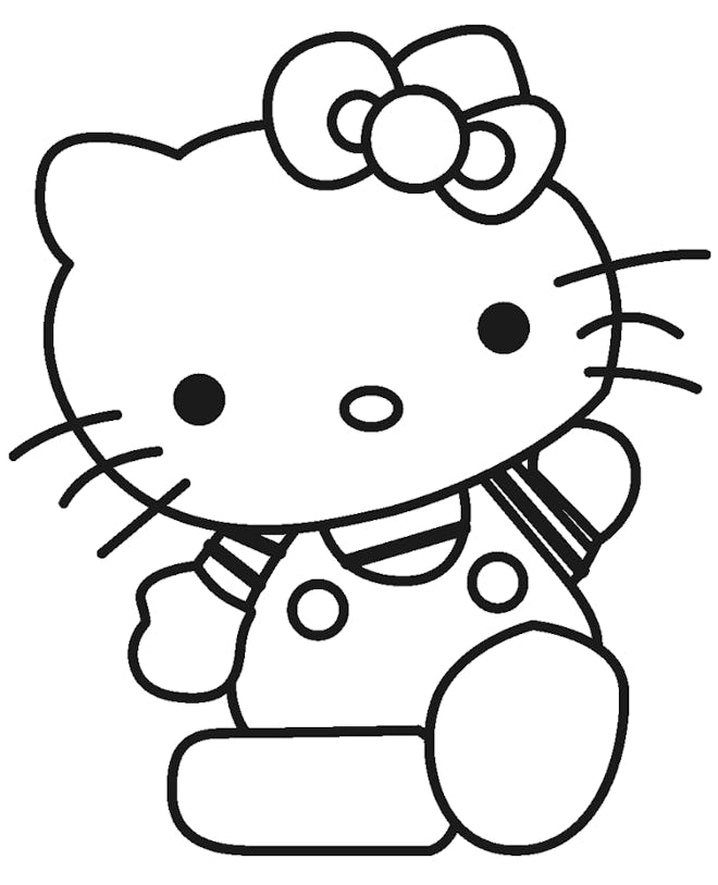 Cat Coloring Page; Hello Kitty cartoon