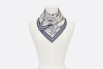 Dior toile de jouy square scarf blue silk twill
