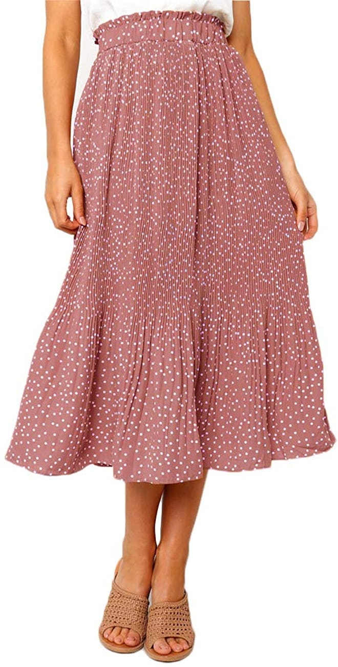 EXLURA High-Waisted Pleated Midi Skirt