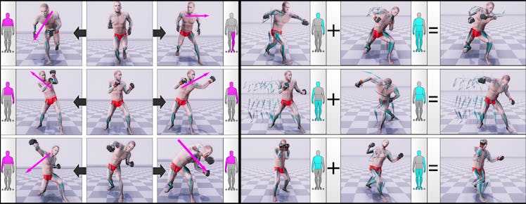 animation layering example using neural network for video games