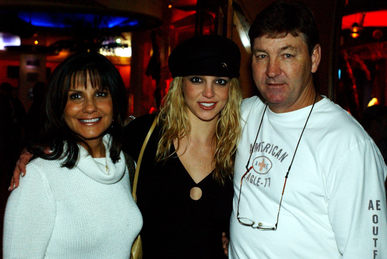 Britney Spears with parents Lynne and Jamie Spears, who agreed to step down from her conservatorship