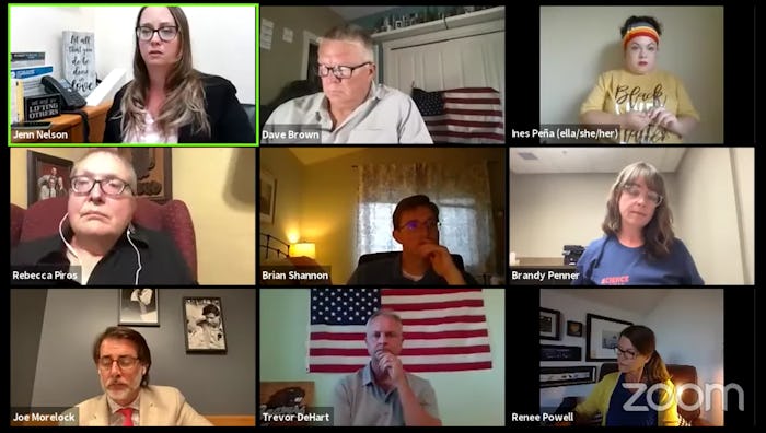 Members of The Newberg Public Schools Board in Oregon voted over Zoom to approve a measure banning P...