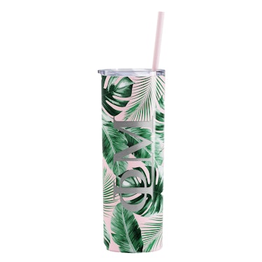 Tropical Printed Skinny Tumbler With Straw