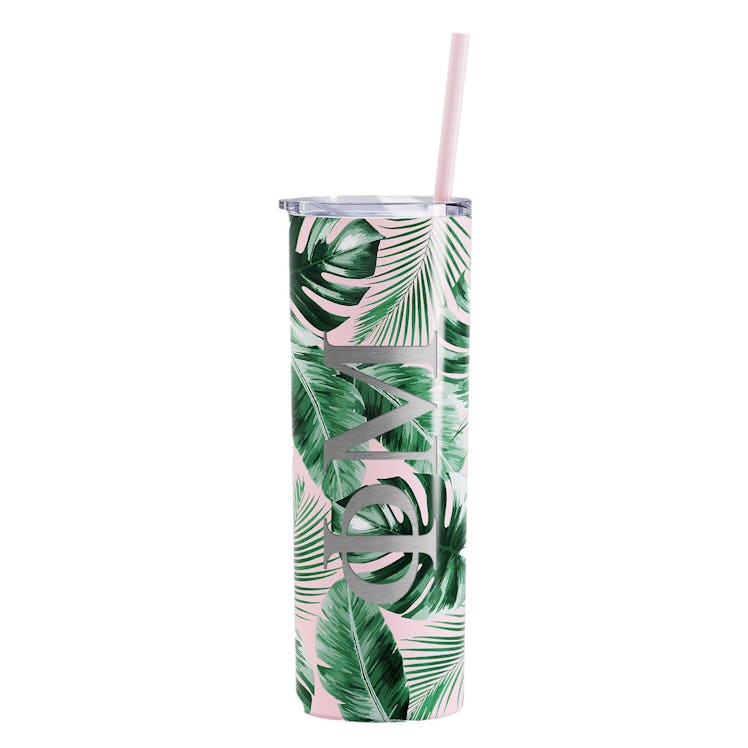Tropical Printed Skinny Tumbler With Straw