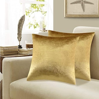 GIGIZAZA Gold Velvet Decorative Throw Pillow Covers