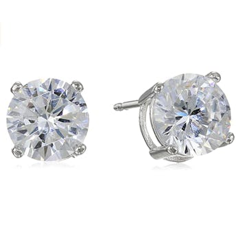 Amazon Essentials Plated Sterling Silver Cubic Zirconia Stud Earrings