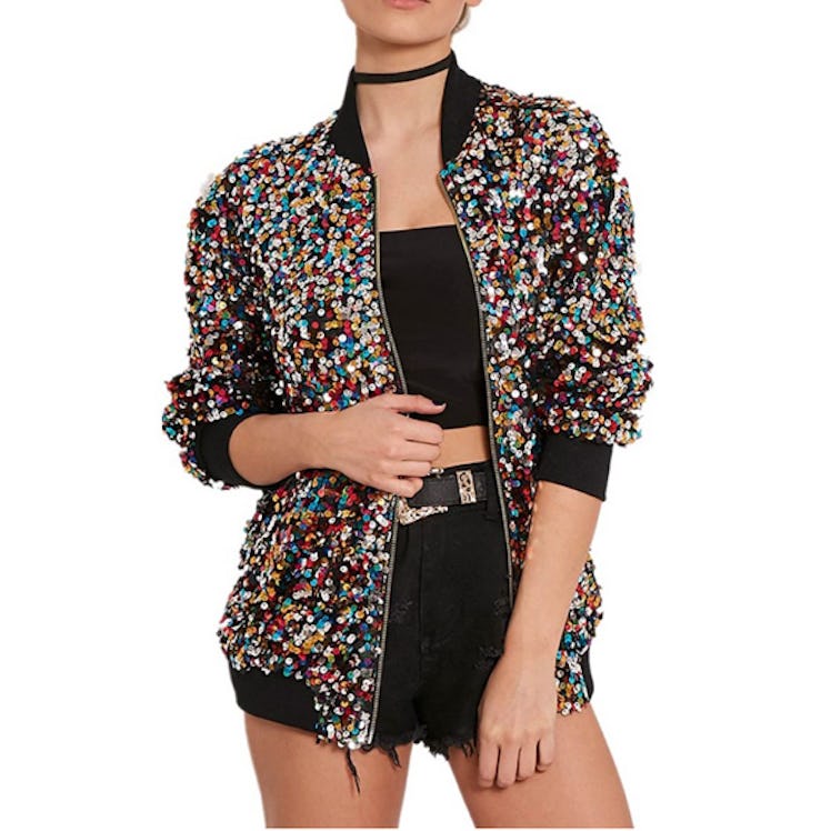 Cresay Sequin Bomber Jacket