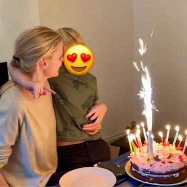 Mom and supermodel Lara Stone celebrating son’s birthday while holding him in hand.