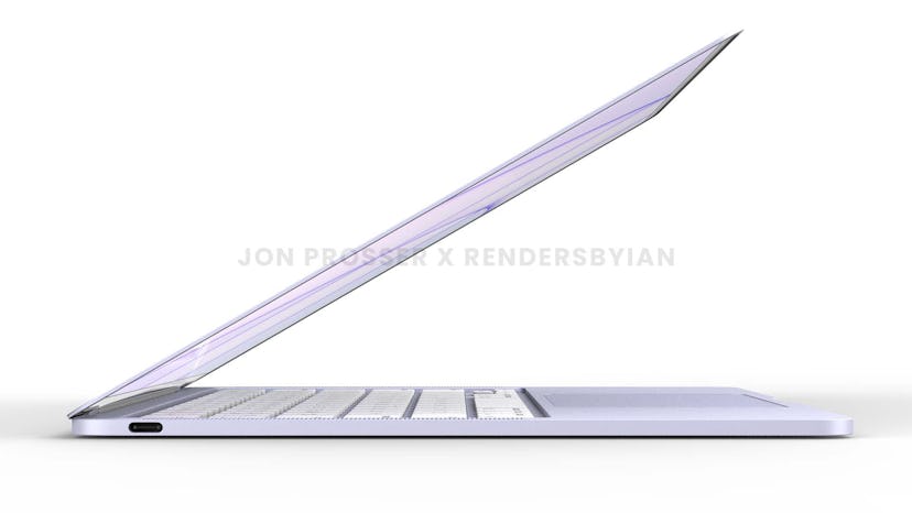 The new 2022 MacBook Air in a light purple color