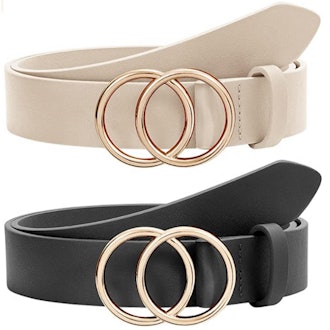 Faux Leather Belt with Double O-Ring (2 Pack)