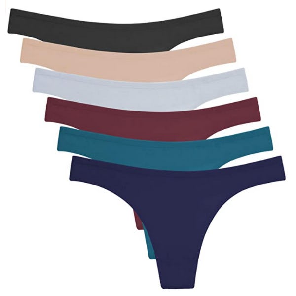 ANZERMIX Breathable Cotton Thong Panties (6-Pack)