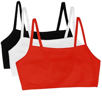 Fruit of the Loom Spaghetti Strap Cotton Pullover Sports Bra (3 Pack)