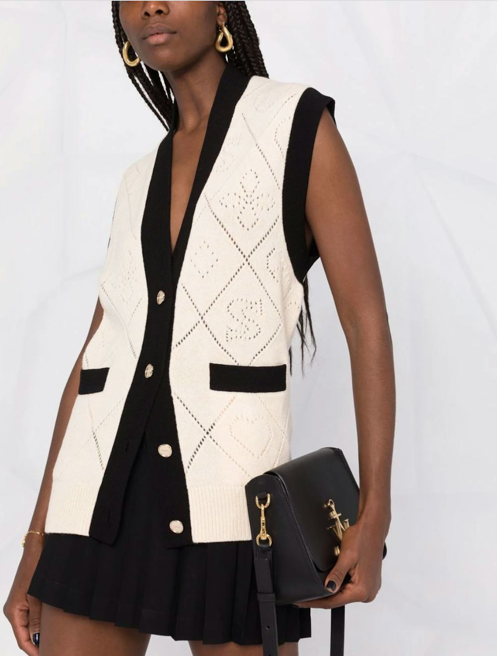 Perforated logo knitted vest