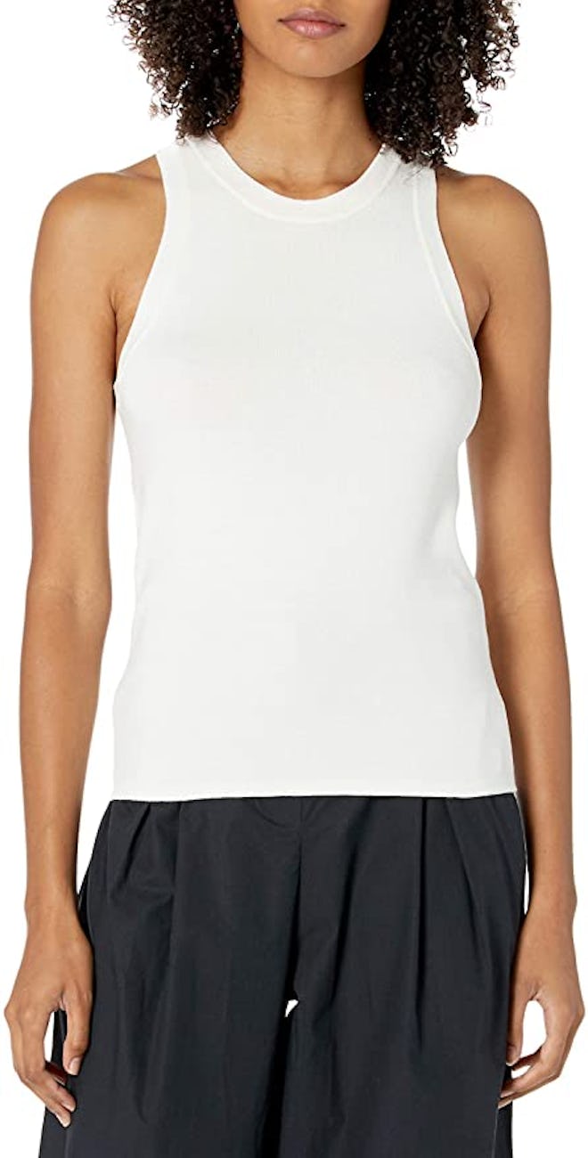 The Drop Gina Fitted Sleeveless High Neck Cut-In Sweater Tank