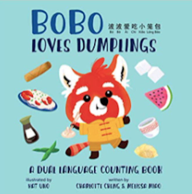 Children's book with a fox eating dumplings on the cover