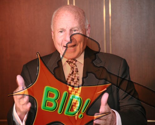 Thomas Girardi's face with a "bid hammer" clip art overlaid.