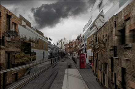 An image of a cityscape from a music video by Mount Kimbie.