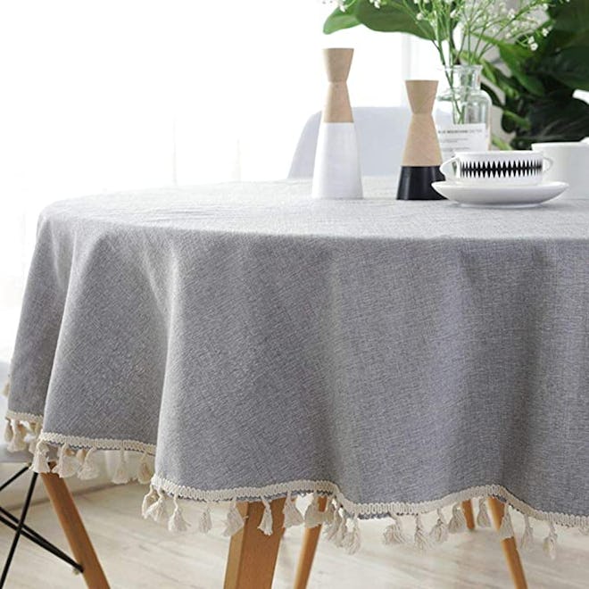 Lahome Solid Color Tassel Tablecloth 