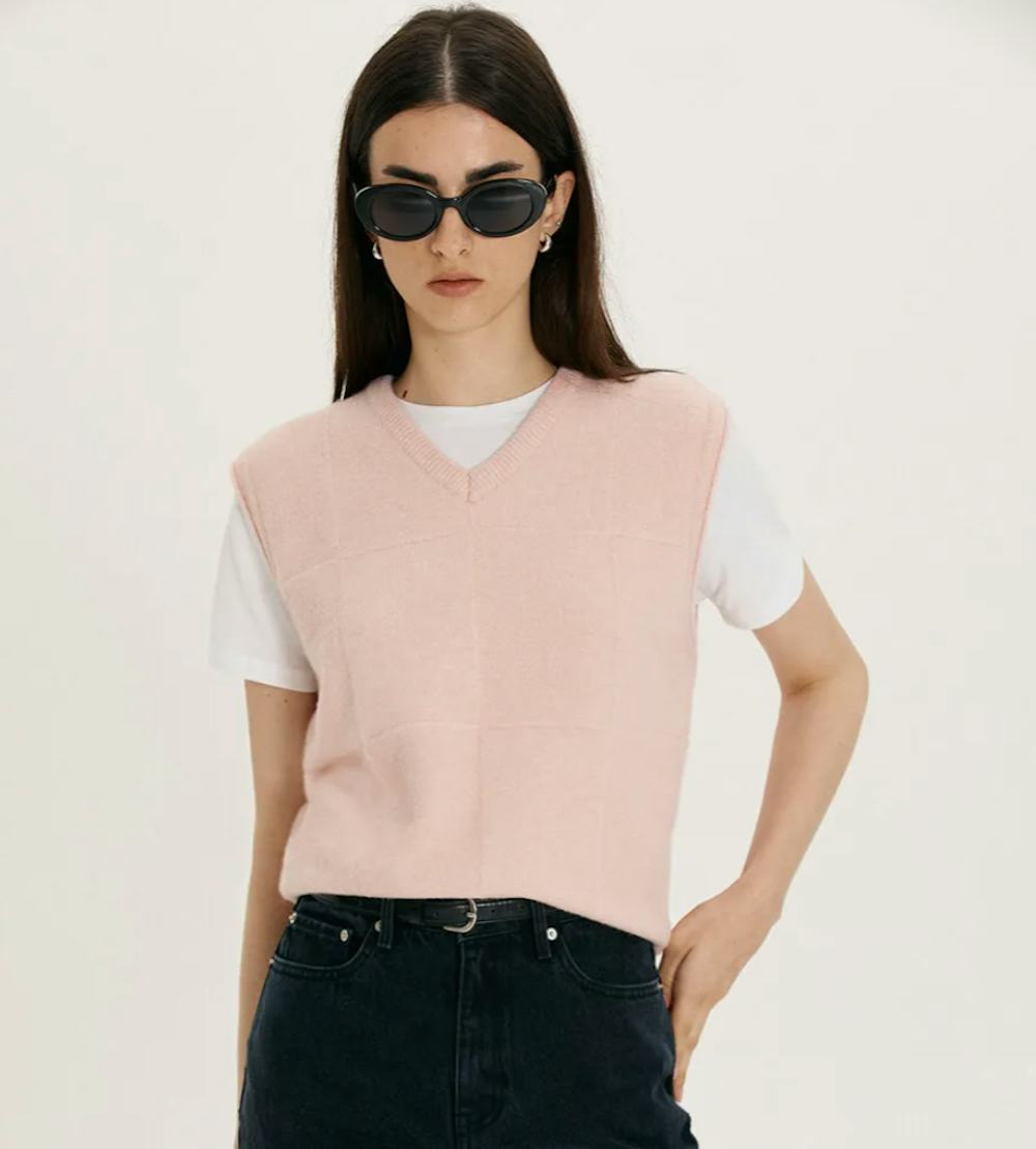 Unisex Divide V Neck Wool Vest