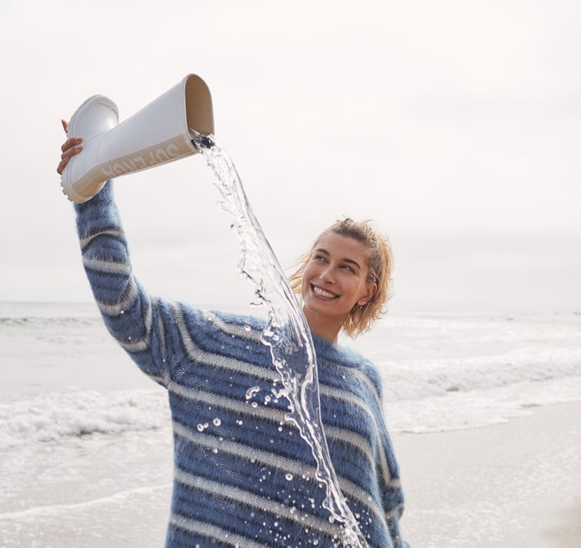 Hailey Bieber models for Superga's Fall 2021 campaign.