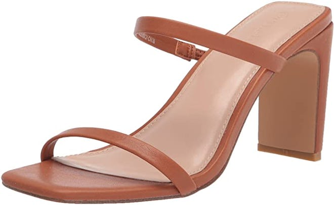 The Drop Avery Square Toe Two Strap High Heeled Sandal