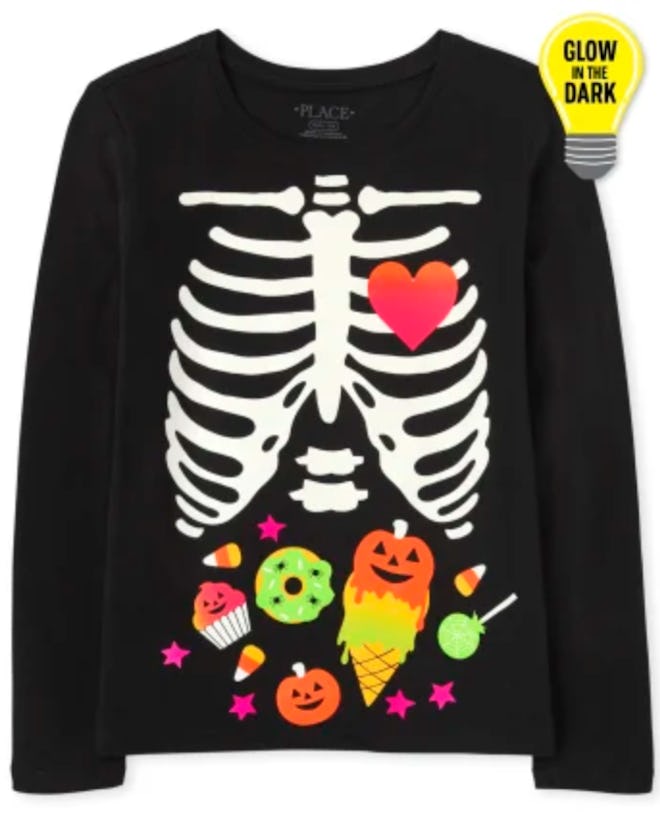Girls Mommy And Me Glow Candy Skeleton Graphic Tee