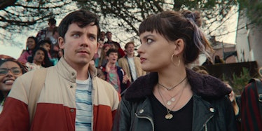 Asa Butterfield and Emma Mackey in Sex Education Season 3