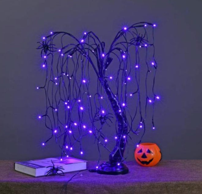 2 ft. Purple Pre-Lit LED Artificial Christmas Tree Halloween Willow Tree