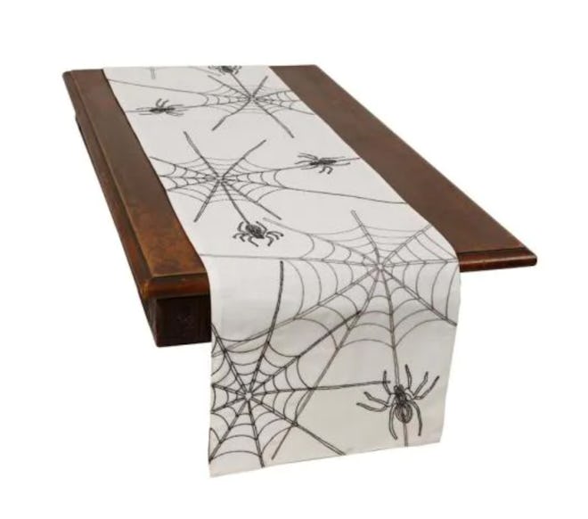 Halloween Spider Web Double Layer Table Runner in White