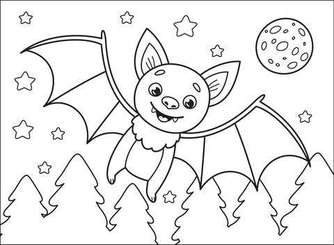 10 Cartoon Bat Coloring Pages Printable for Fun