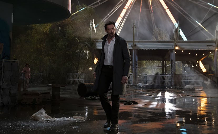 Hugh Jackman in an abandoned amusement park in Reminiscence
