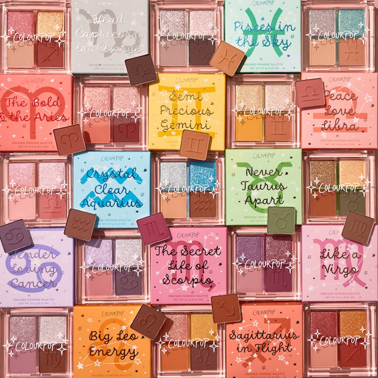 All of the eyeshadow palettes featured in ColourPop's Astrology Collection.