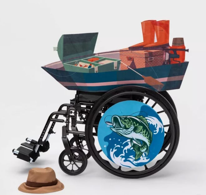 Kids' Adaptive Fishing Boat Halloween Costume Wheelchair Cover with Hat