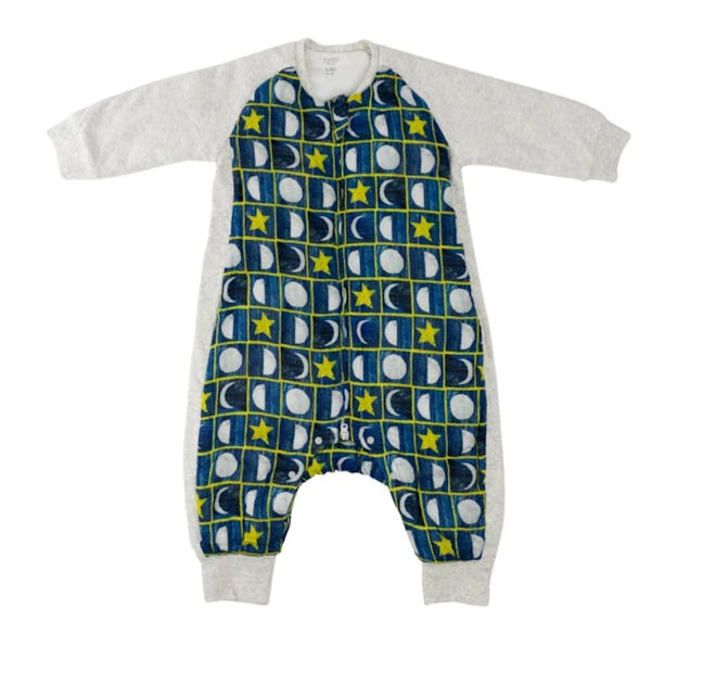 Image of an infant sleep suit with Eric Carle Moonstars design.