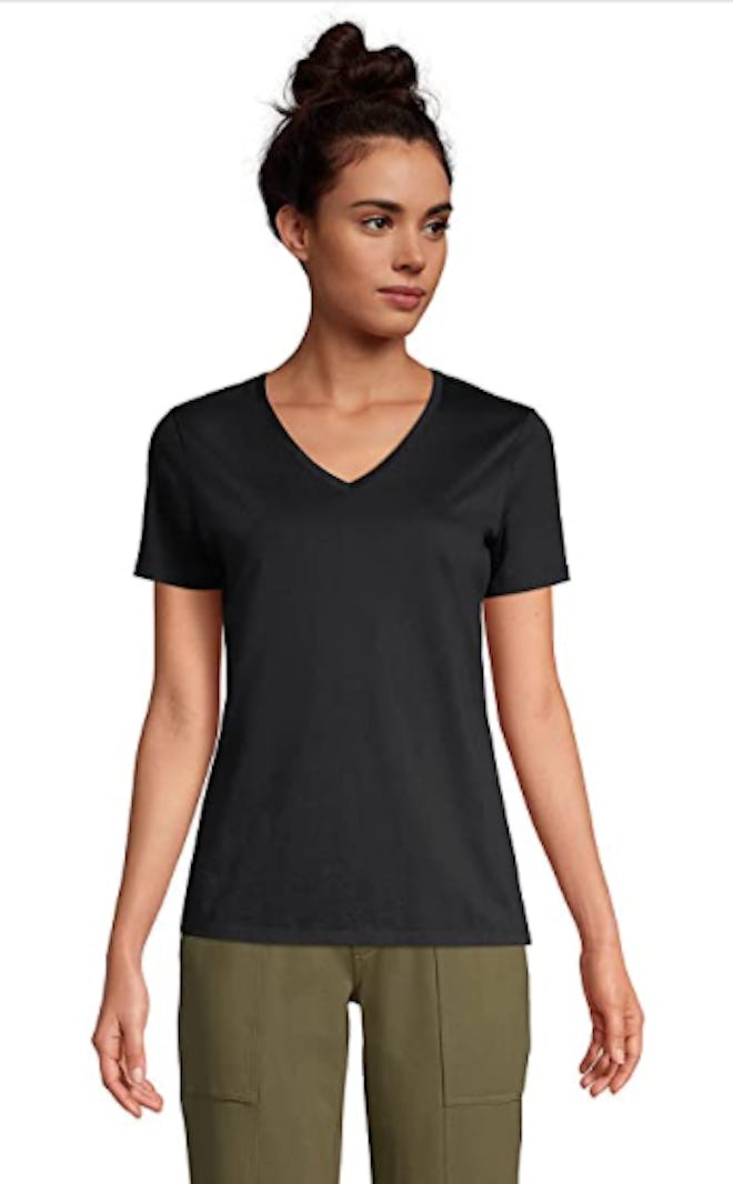 Lands' End Relaxed Supima Cotton V-Neck T-Shirt
