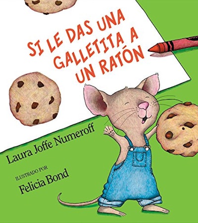 a drawn mouse surrounded by drawn chocolate chip cookies on the cover of the Spanish version of the ...